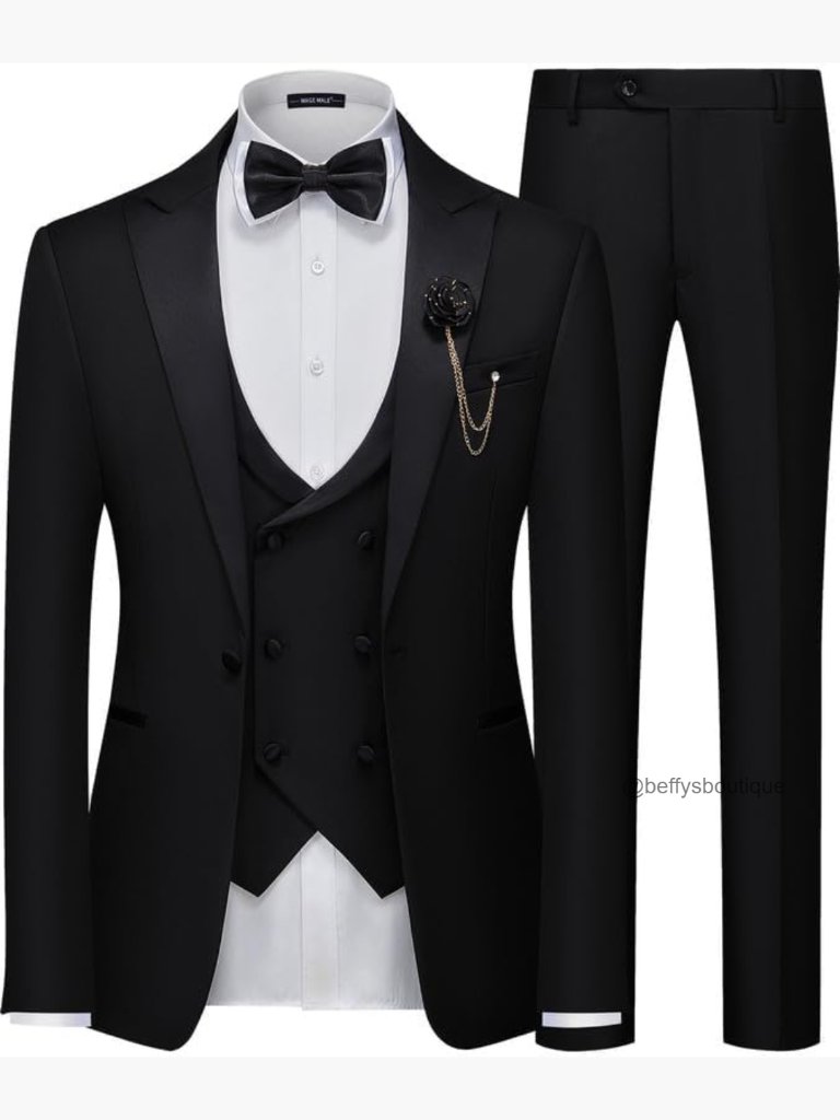 Slim Fit 3-Piece Suit Set With Blazer Vest Pants Formal Wedding Prom